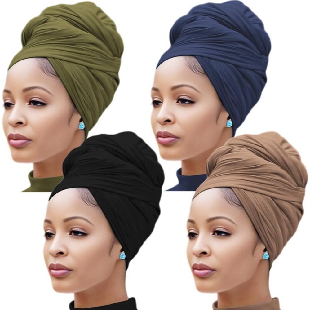 Stretch Head Wraps for Black Women Large Hair Scarves Hijab Turban Headbands